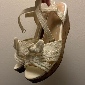 Elegant Cream Wedge Sandals